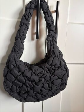 Babaton Black Quilted Ruched Shoulder Bag